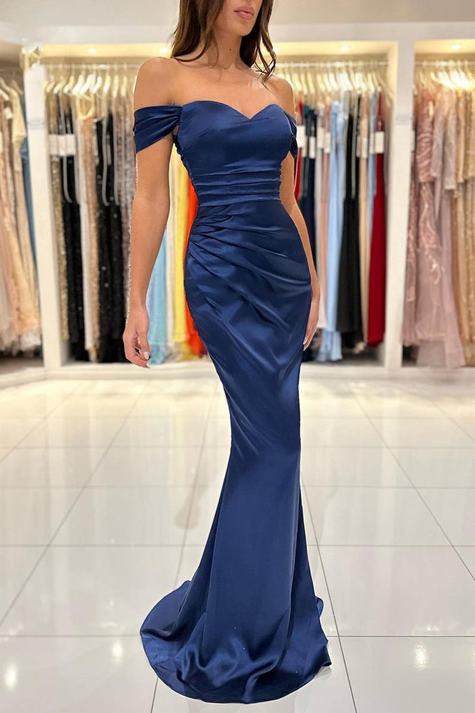 
                      
                        Royal Blue Sweetheart Off-the-Shoulder Long Prom Formal Dress with Pleats
                      
                    