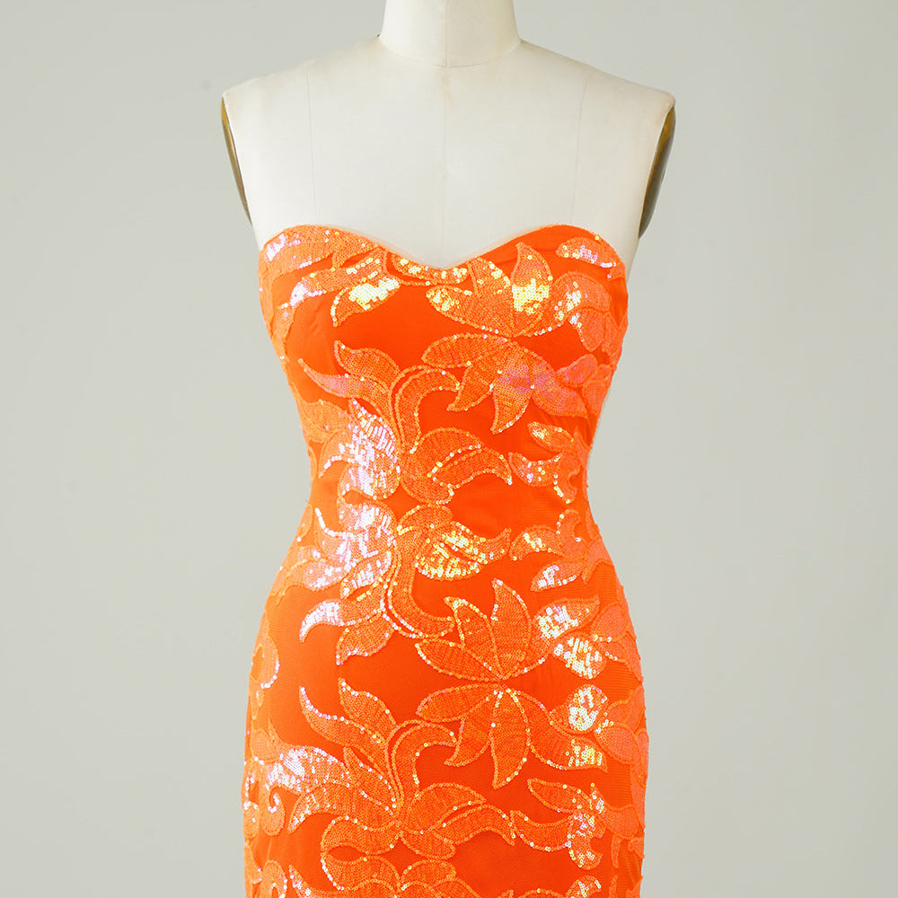 
                      
                        Orange Strapless Tight Homecoming Dress
                      
                    