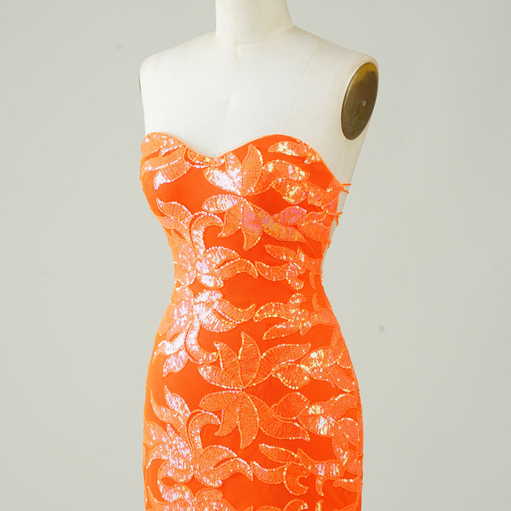 
                      
                        Orange Strapless Tight Homecoming Dress
                      
                    