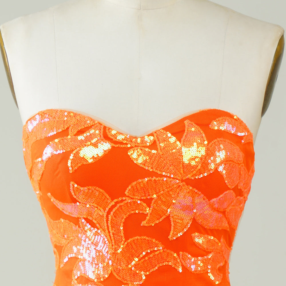 
                      
                        Orange Strapless Tight Homecoming Dress
                      
                    