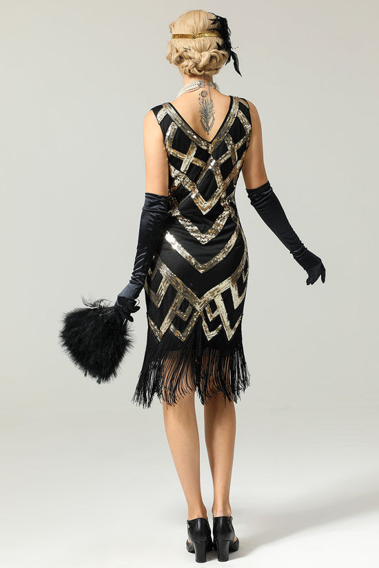 Sequin Fringe Flapper Dress