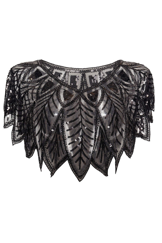 1920s Sequin Black Women's Cape