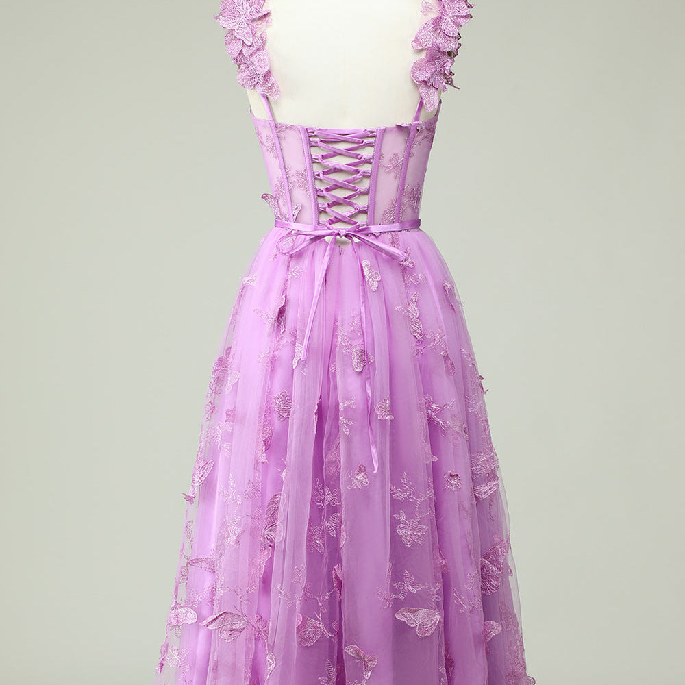 
                      
                        Purple A-Line Prom Dress with Butterfly Appliques
                      
                    