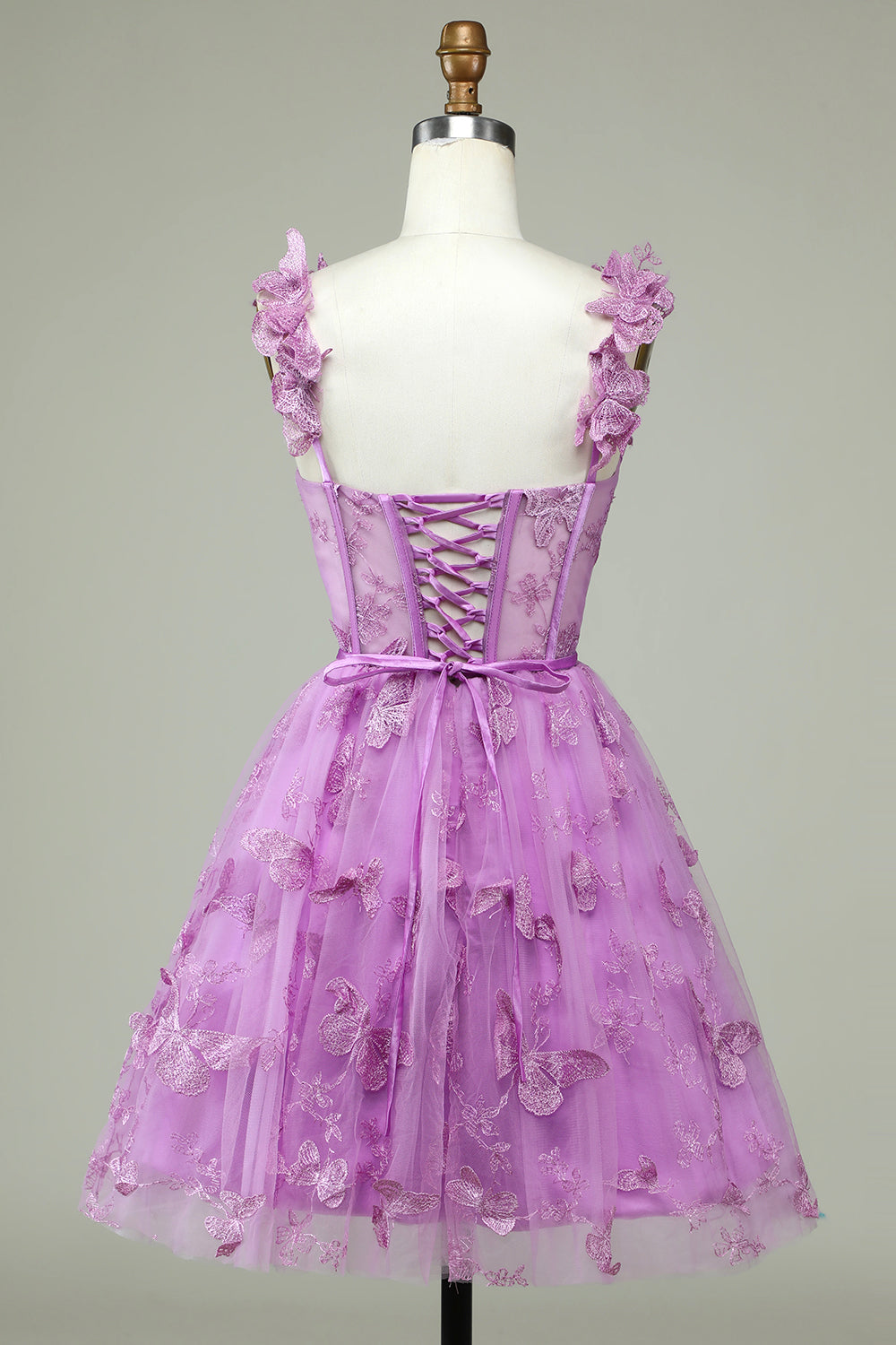 Purple Sweetheart A-Line Corset Homecoming Dress with Appliques