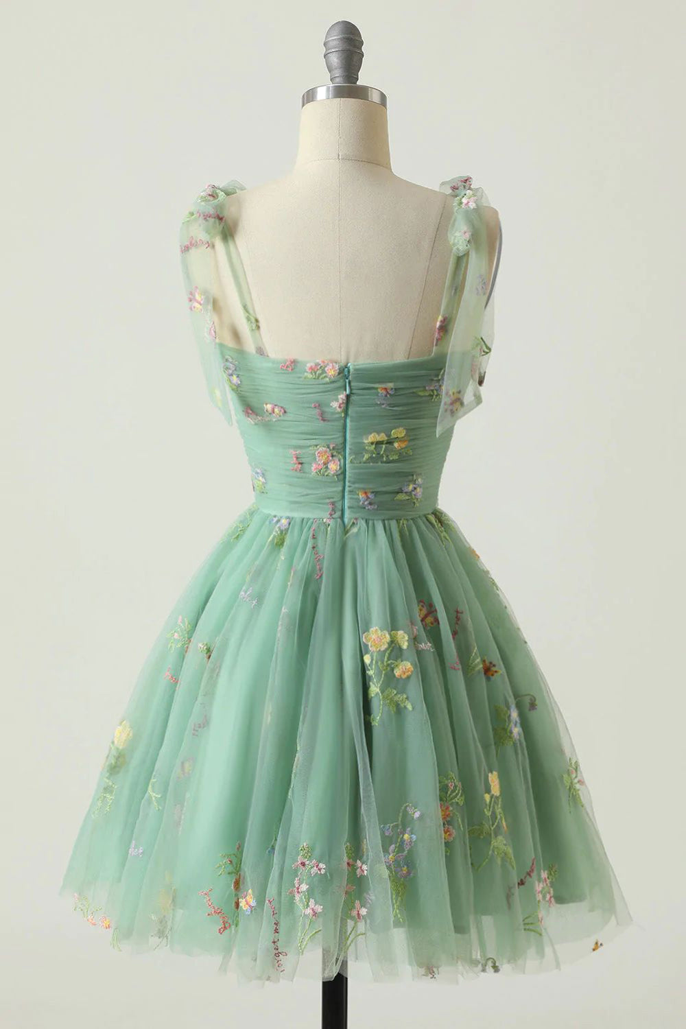 Green A-Line Homecoming Dress with Embroidery