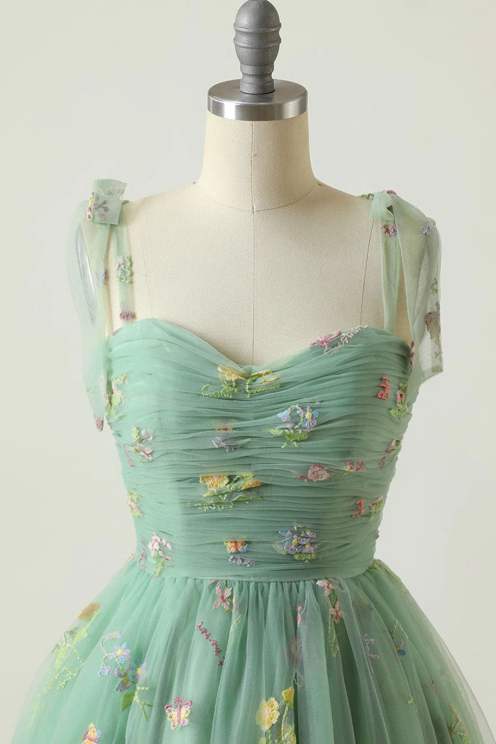 Green A-Line Homecoming Dress with Embroidery