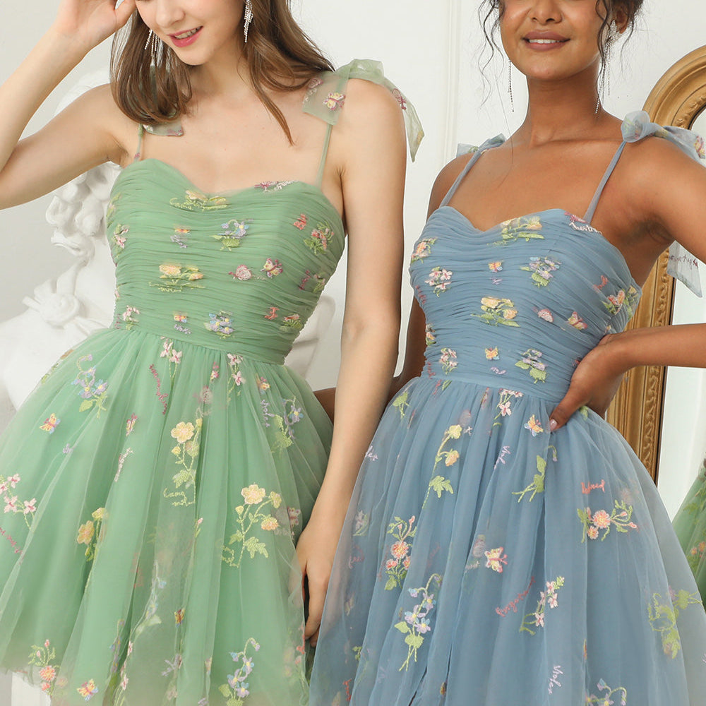 
                      
                        Green A-Line Homecoming Dress with Embroidery
                      
                    