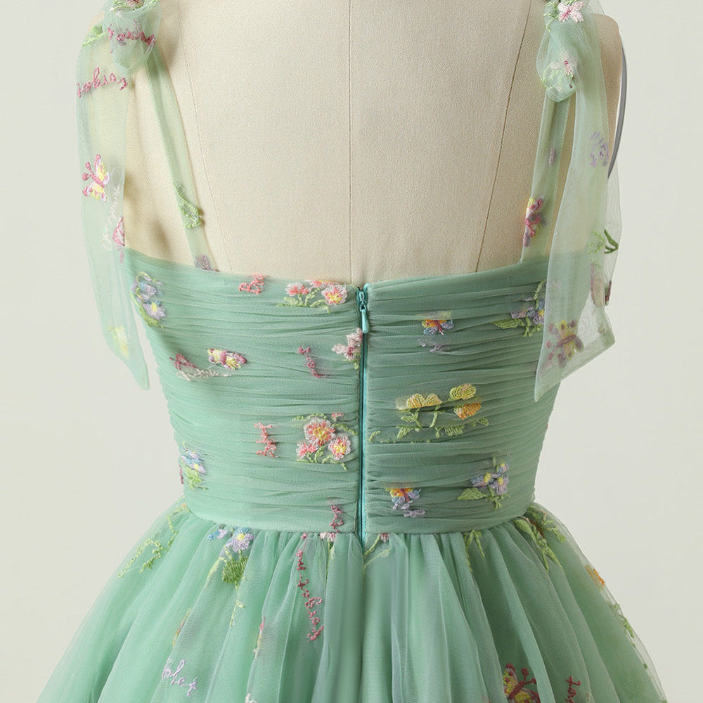 
                      
                        Green A-Line Homecoming Dress with Embroidery
                      
                    