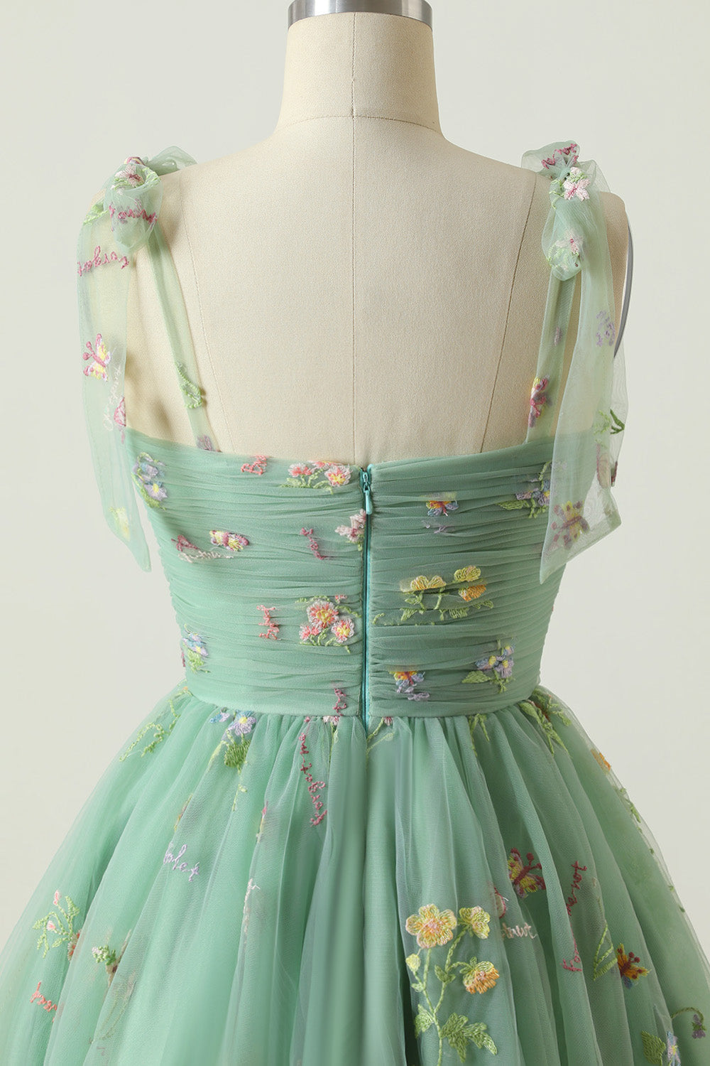 Green A-Line Homecoming Dress with Embroidery