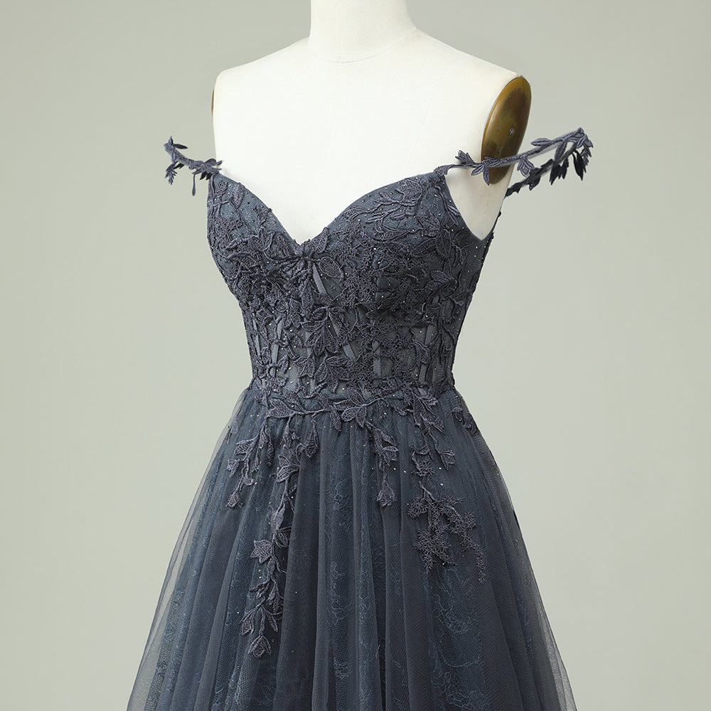 
                      
                        Navy Spaghetti Strap Homecoming Dress with Appliques
                      
                    