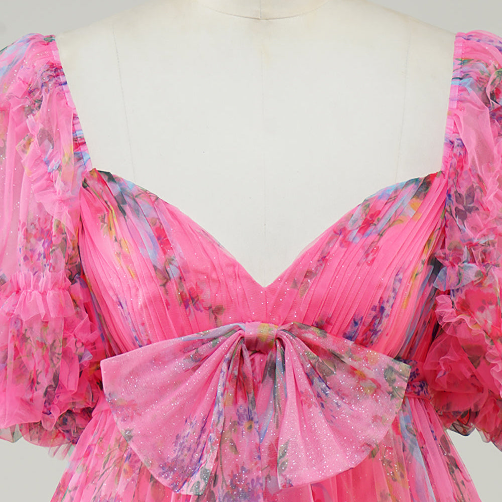 
                      
                        Hot Pink Printed Homecoming Dress with Bow
                      
                    