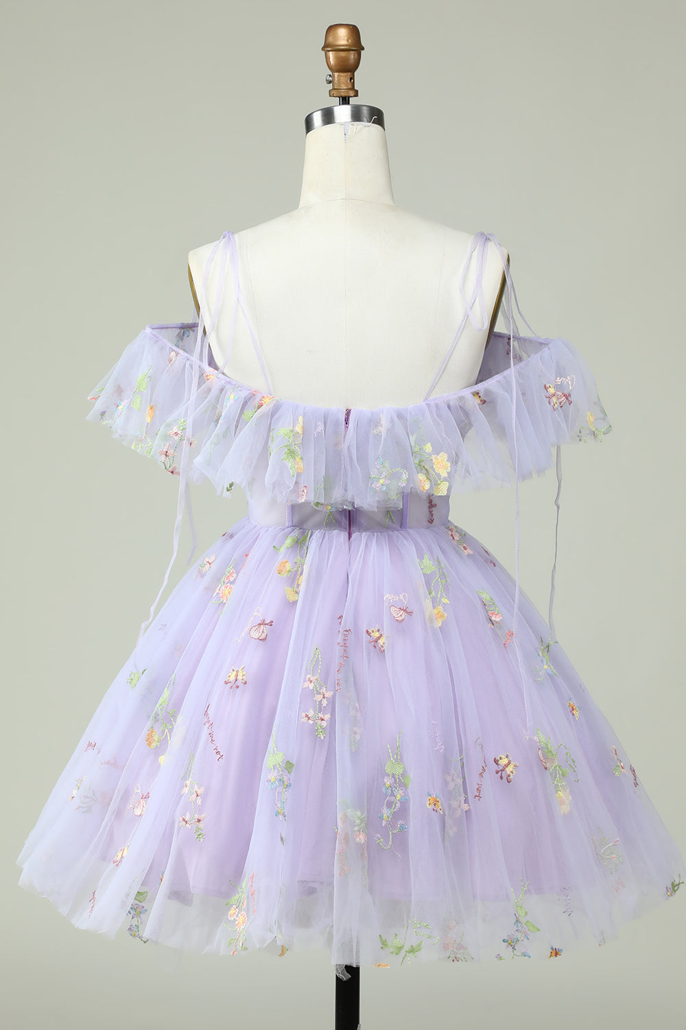 Lavender Off-the-Shoulder Corset Homecoming Dress with Ruffles