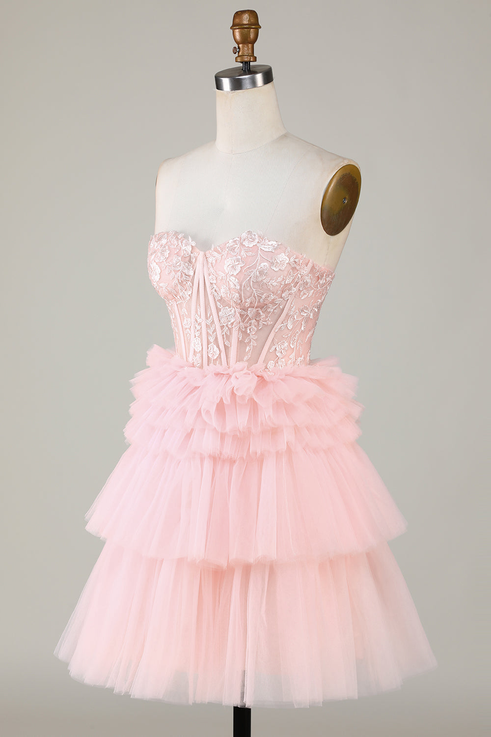 Pink Sweetheart A-Line Homecoming Dress with Ruffles