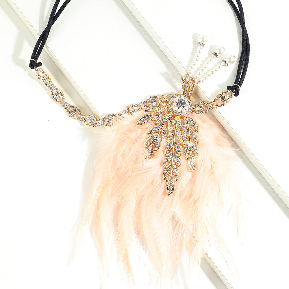 
                      
                        Black Beaded Feather and Pearl Flapper Headband
                      
                    