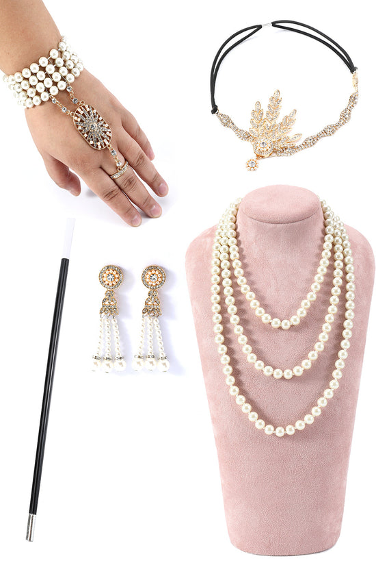 1920s Flapper Gold/Silver Accessories Set