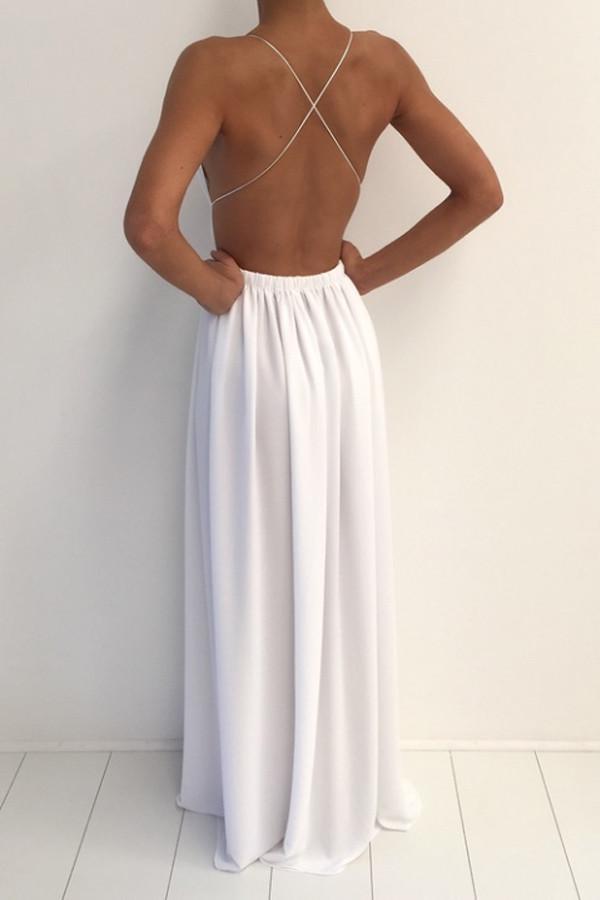 
                      
                        A Line Backless Chiffon Prom Dress With Split
                      
                    