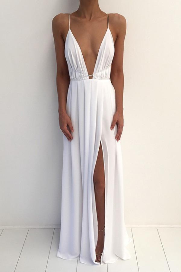 
                      
                        A Line Backless Chiffon Prom Dress With Split
                      
                    