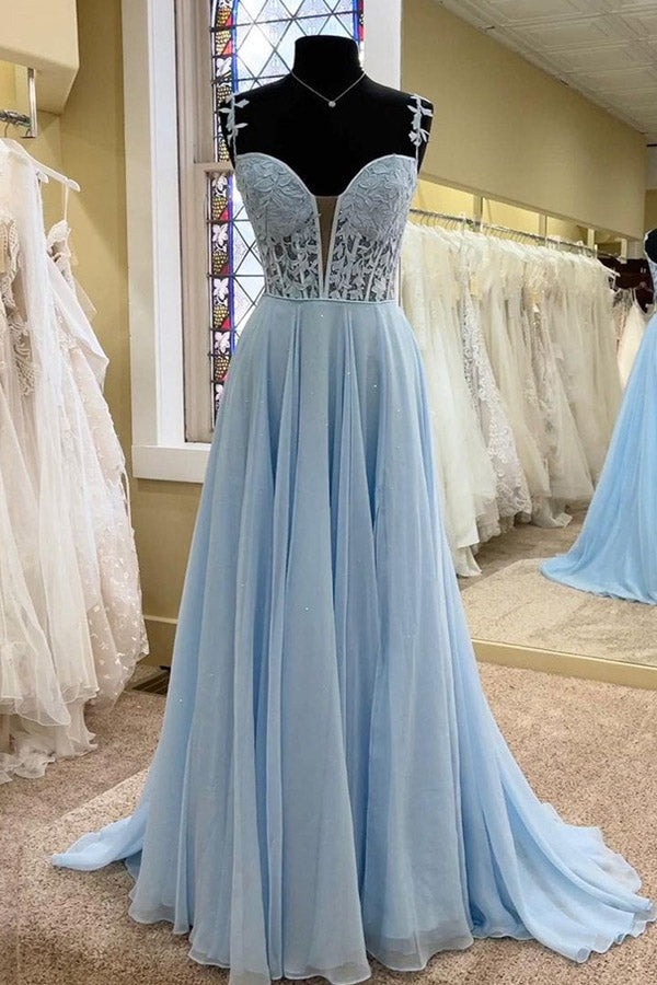 
                      
                        A Line Chiffon Long Prom Dress With Lace Bodice
                      
                    