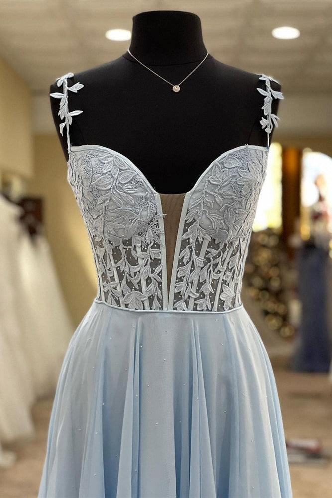 
                      
                        A Line Chiffon Long Prom Dress With Lace Bodice
                      
                    