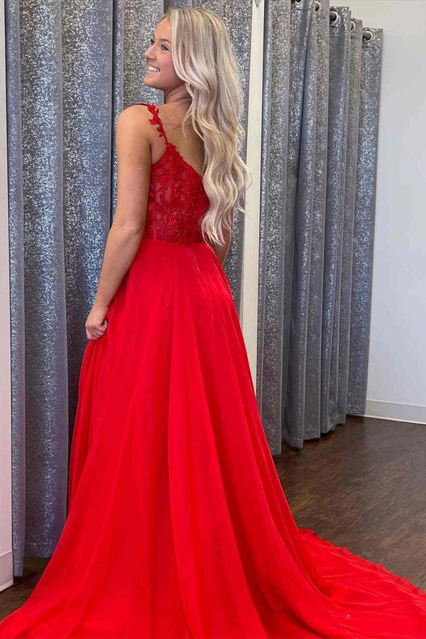 
                      
                        A Line Chiffon Long Prom Dress With Lace Bodice
                      
                    