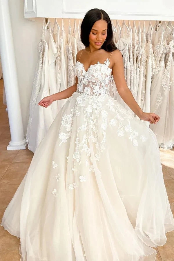 
                      
                        A Line Sweetheart 3D Lace Wedding Dress Elegant Wedding Gown WW292 winkbridal
                      
                    