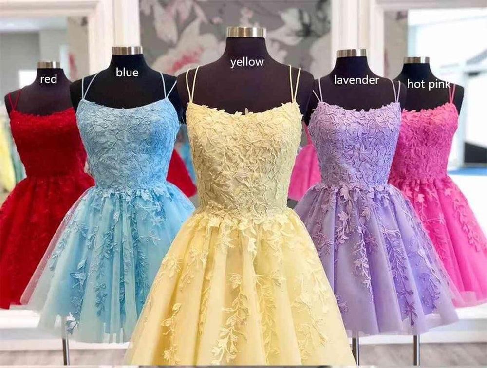 
                      
                        A-line Tulle Short Homecoming Dress With Lace Appliques
                      
                    