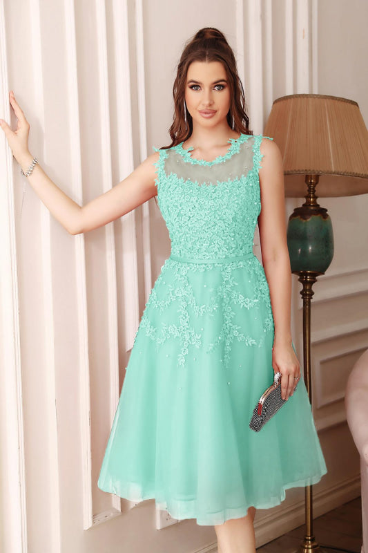 
                      
                        A-line TulleLace Tea Length Party Dress Crew neck Sleeveless Short Homecoming Dress - Mint / US 2 - Prom Dresses
                      
                    