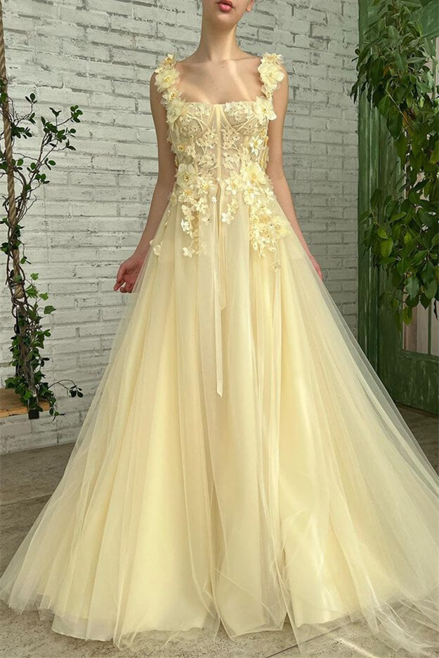 Daffodil Sleeveless Strapless Mermaid Evening Dress with Flowers