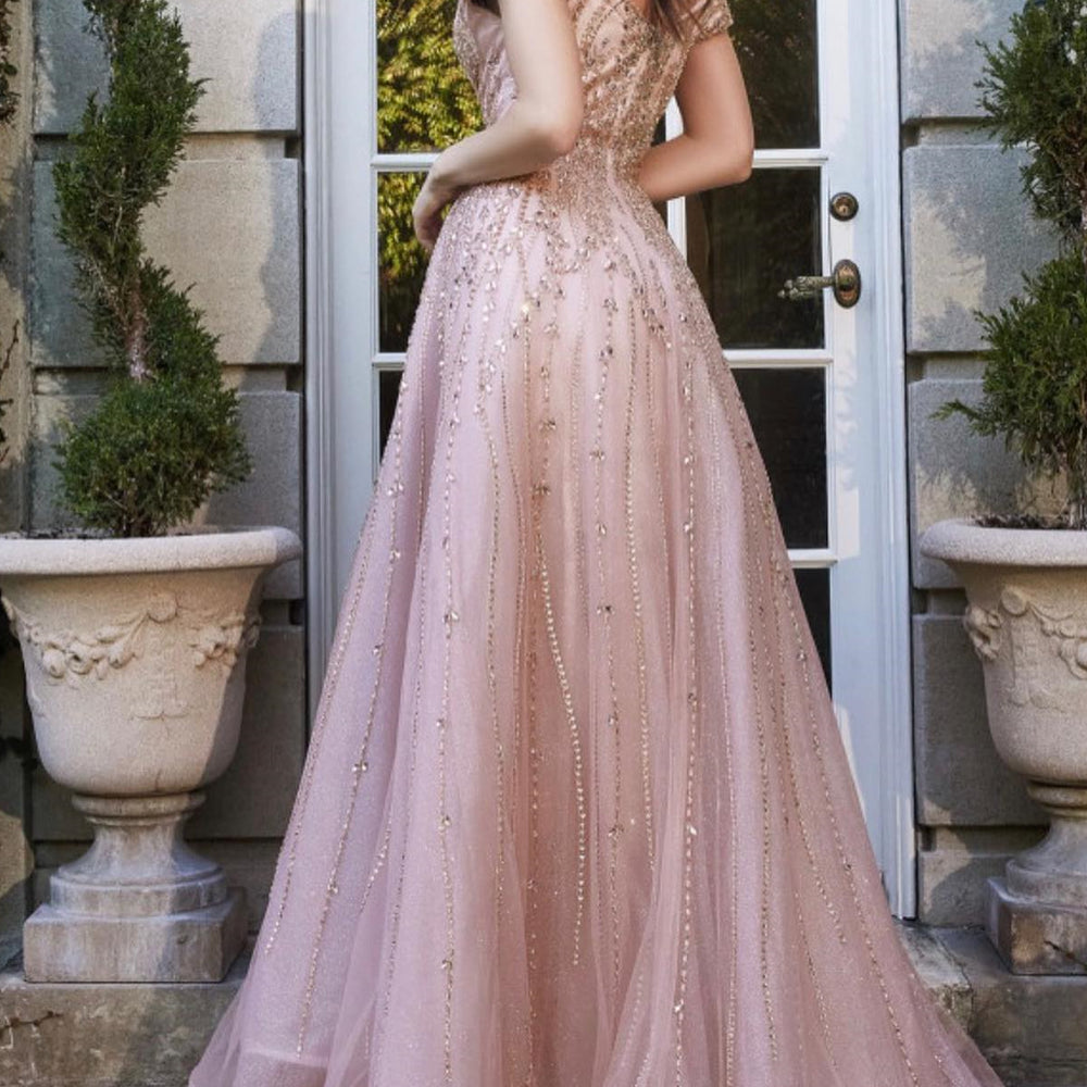 
                      
                        Pink Off-the-Shoulder Sweetheart Beaded Prom Dress with Sequined Tulle
                      
                    