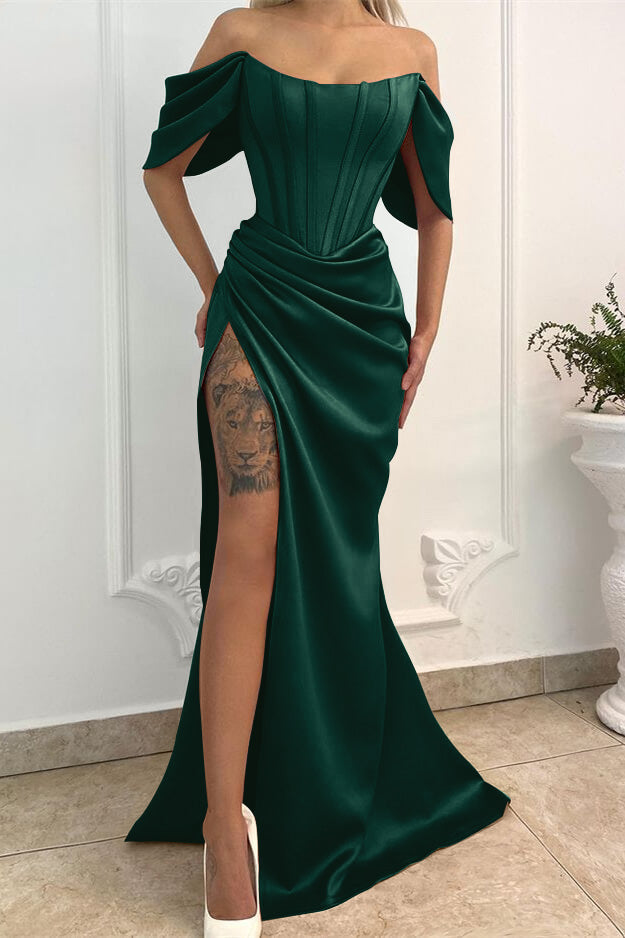 
                      
                        Off-the-Shoulder Long Mermaid Prom Dress with Split
                      
                    