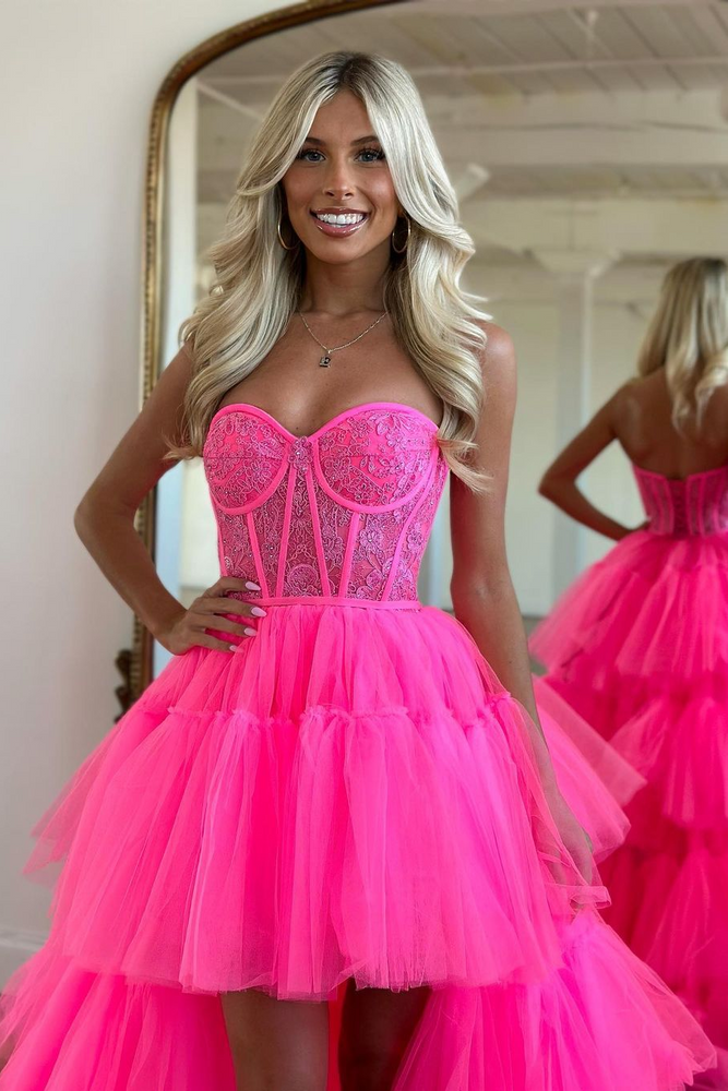 
                      
                        Beautiful Rose Prom Dress with Sleeveless Gown Tulle Train
                      
                    