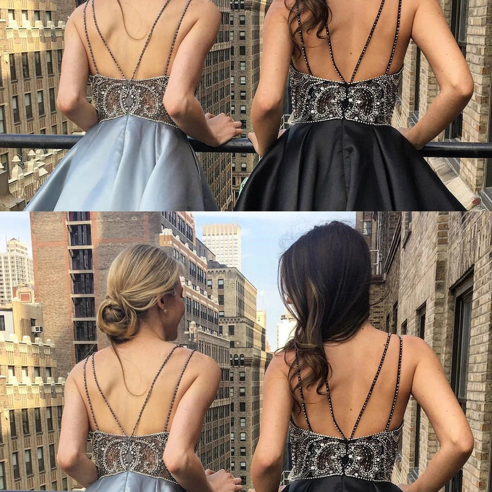 
                      
                        Backless Spaghetti Straps Rhinestone Short Homecoming Dress
                      
                    