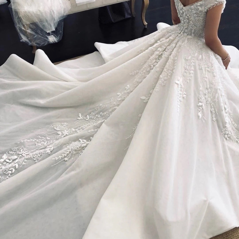 
                      
                        Ball Gown Off The Shoulder Princess Wedding Dress With Beading
                      
                    