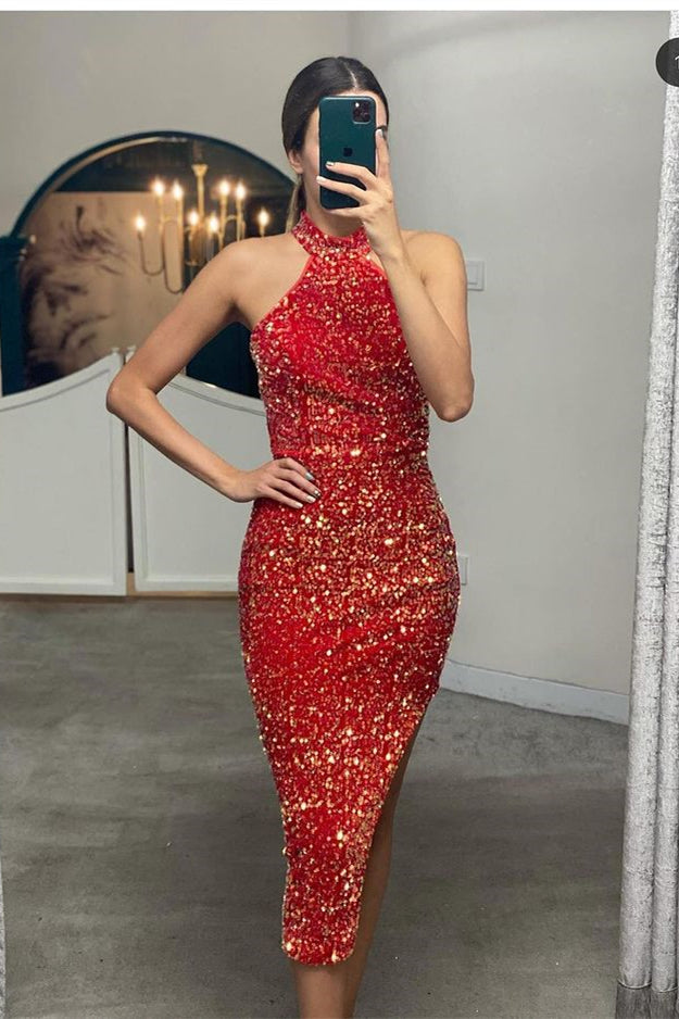 
                      
                        Elegant Halter Sequined Mermaid Prom Dress
                      
                    