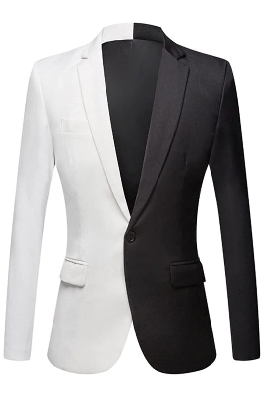 Kyle Black And White Notched Lapel Two Pieces Chic Prom Suits