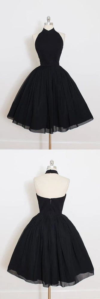 
                      
                        Black Tulle Halter  Short Prom Dress
                      
                    