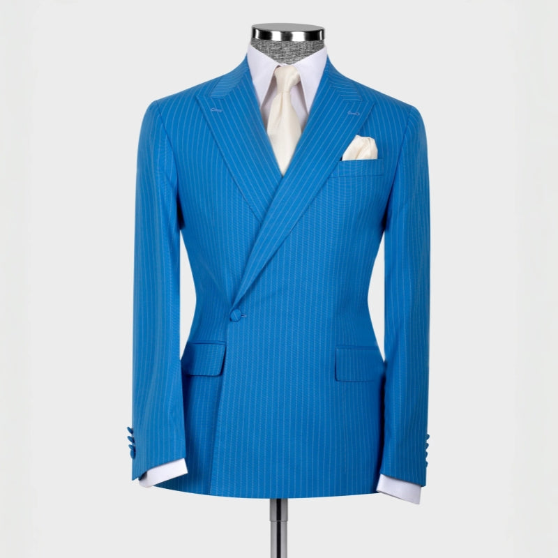 
                      
                        Harley Generous Blue Striped Peaked Lapel Bespoke Prom Suits
                      
                    