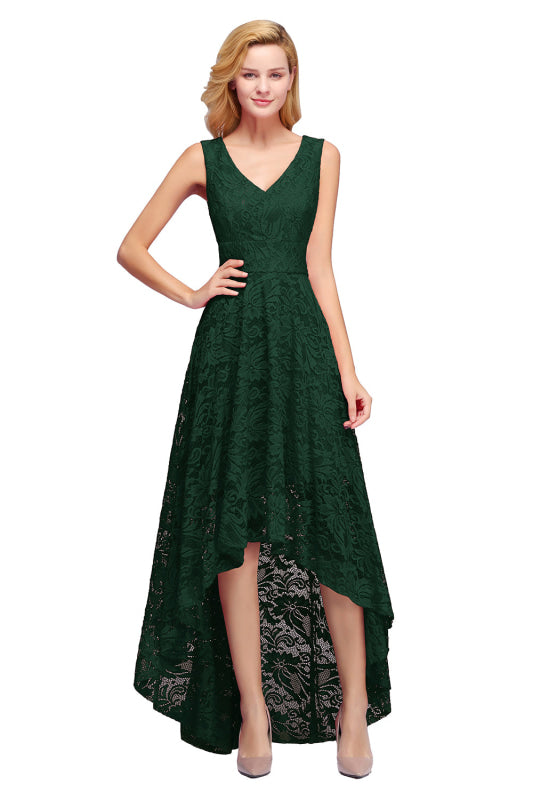 
                      
                        27prom A-line Hi-lo V-neck Burgundy Lace Dresses - Dark Green / S - lace dresses
                      
                    