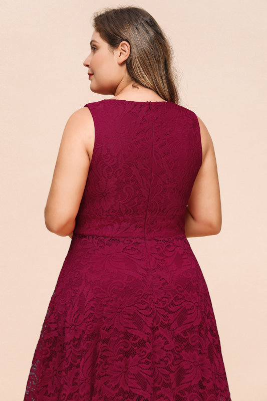 
                      
                        27prom A-line Hi-lo V-neck Burgundy Lace Dresses - lace dresses
                      
                    