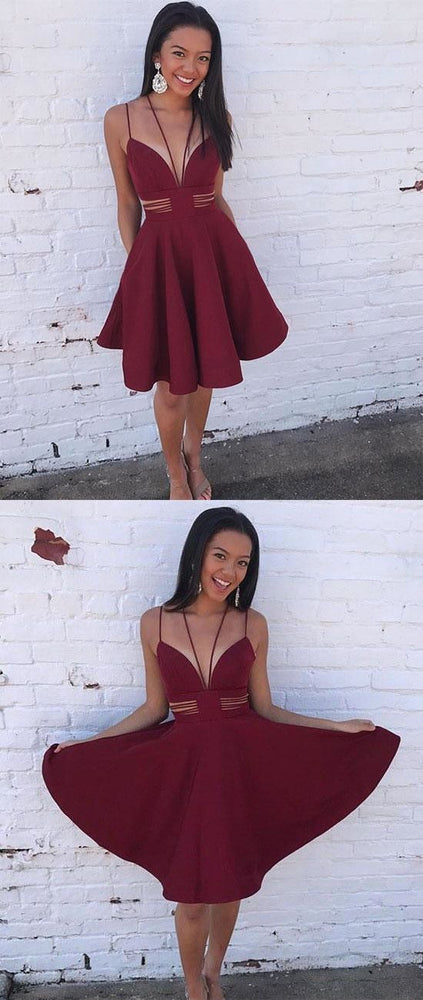 
                      
                        Burgundy Satin Short Homecoming Dress
                      
                    