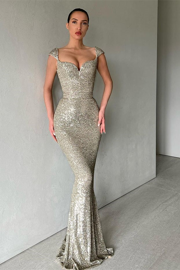 
                      
                        Cap Sleeves Long Sequins Prom Dress Mermaid
                      
                    