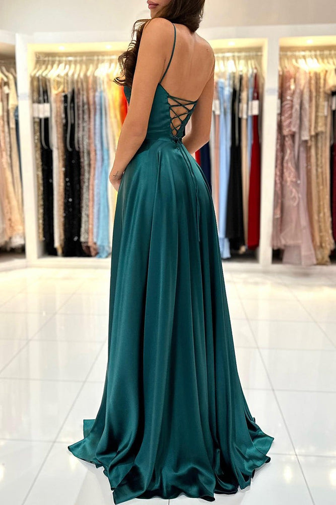 
                      
                        Simple Green A Line Split Long Prom Formal Dress
                      
                    