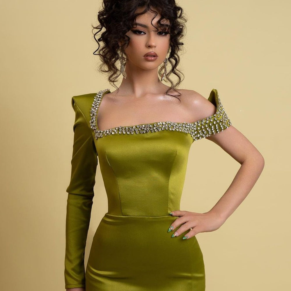 
                      
                        631. Sage Green Charmeuse One Shoulder Mermaid Prom Dress with Slit
                      
                    