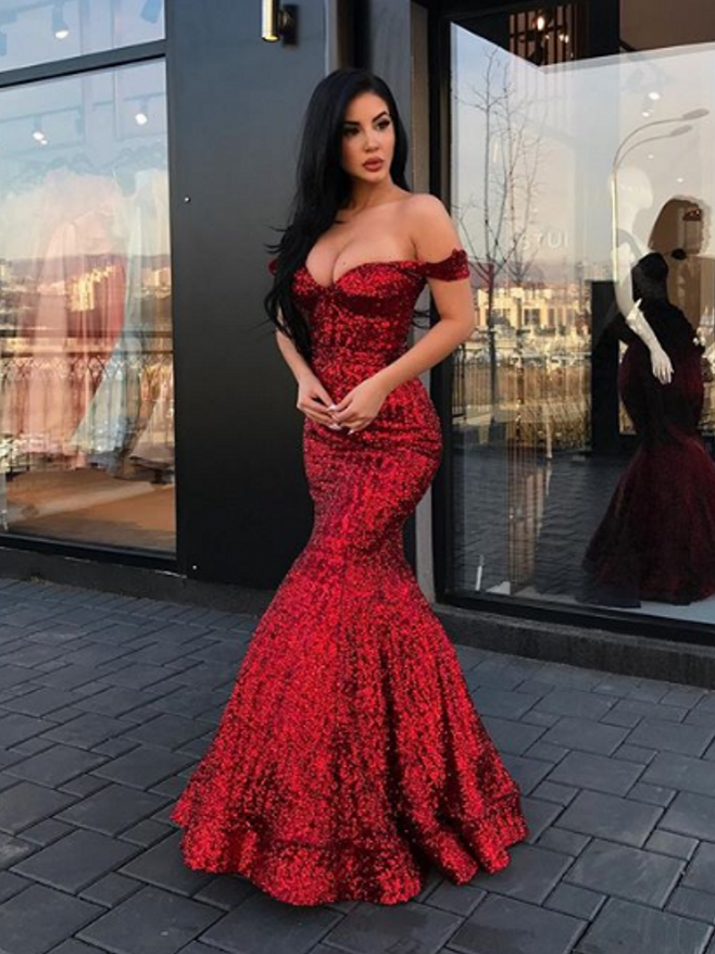 
                      
                        Sequins Off-the-Shoulder Mermaid Prom Dress
                      
                    