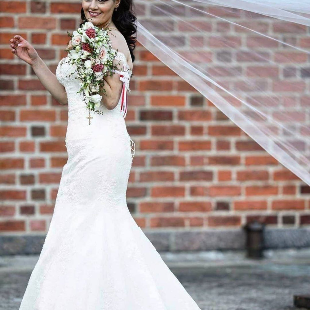 
                      
                        A-Line Long Wedding Dress With V-neck Lace Tulle
                      
                    