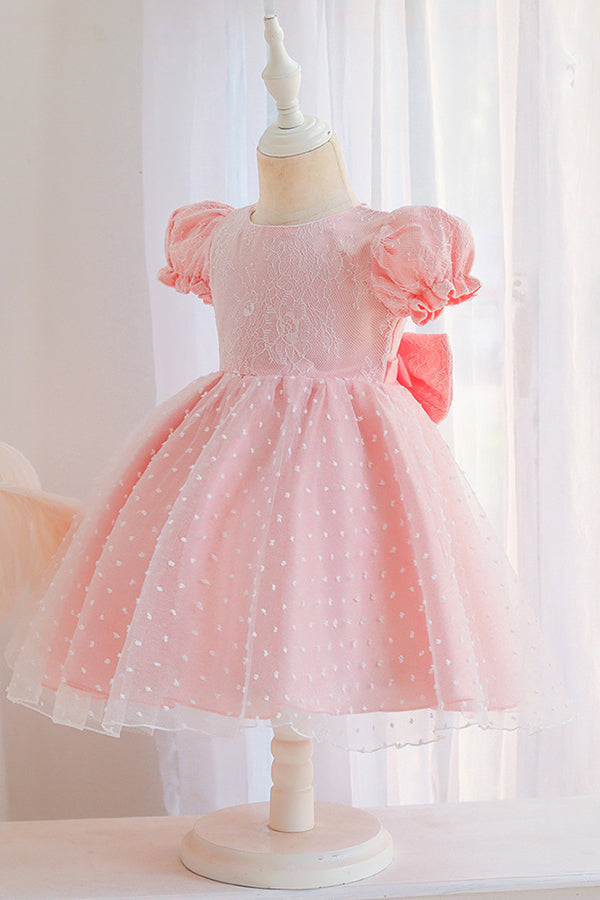 
                      
                        Cap Sleeve Short pink princess flower girl dresses
                      
                    