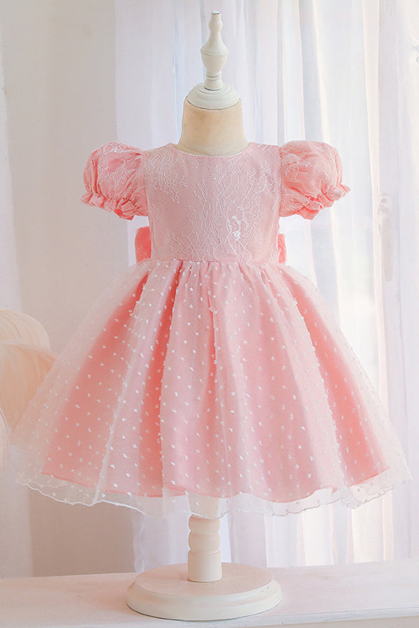 Cap Sleeve Short pink princess flower girl dresses