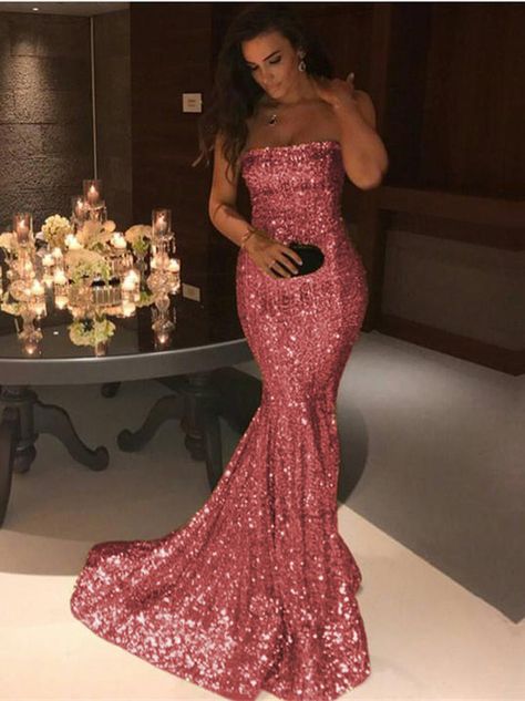 
                      
                        Strapless Sequins Mermaid Evening Dress
                      
                    