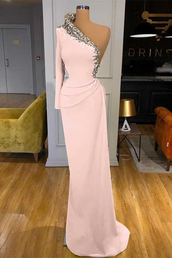 
                      
                        Green Long Sleeve One-Shoulder Beaded Mermaid Prom Dress
                      
                    