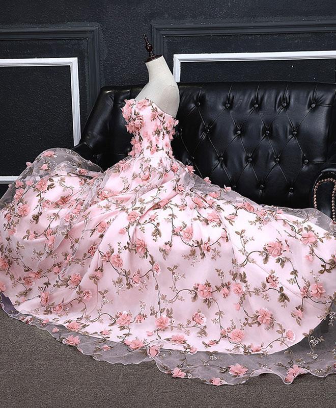 
                      
                        Charming Sweetheart Floral Long Prom Dress Pink Evening Dress
                      
                    